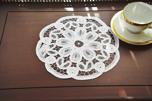 Belgim 668 All Lace Doily. 10" Round. All Battenburg Doily - Click Image to Close